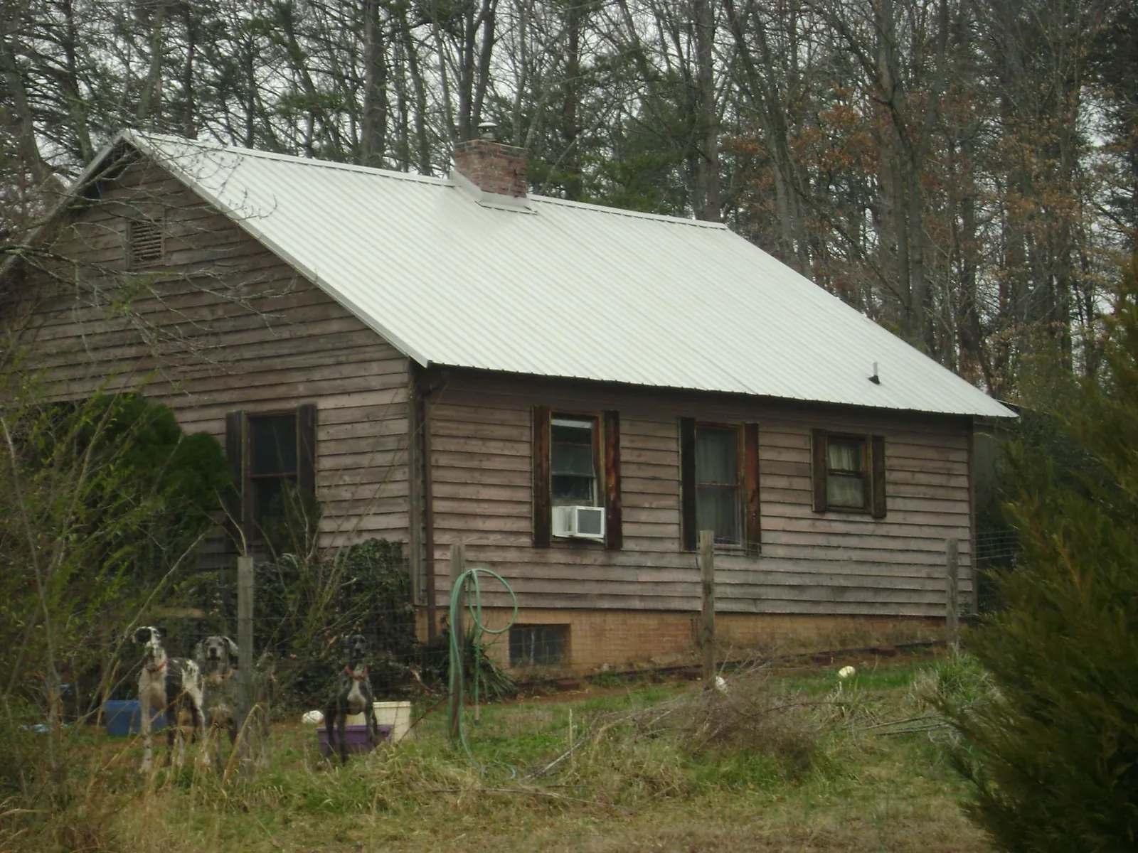 White metal roof on an old wood sided farmhouse, from a Metal Roof Installation job in Depoe Bay